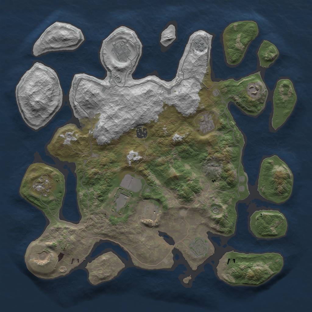 Rust Map: Barren, Size: 4000, Seed: 1039, 13 Monuments
