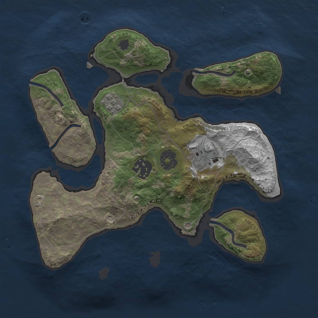 Rust Map: Procedural Map, Size: 2500, Seed: 9632, 5 Monuments