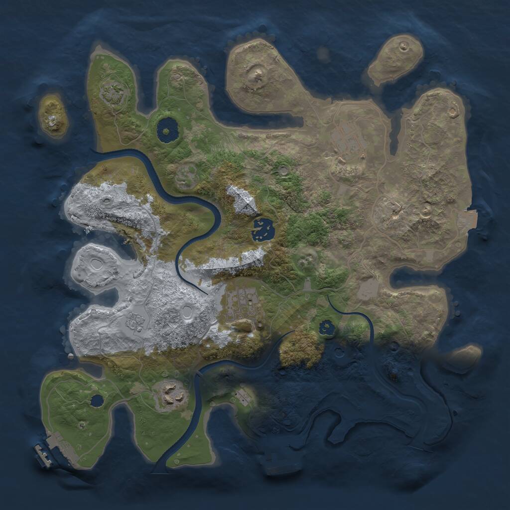 Rust Map: Procedural Map, Size: 3200, Seed: 43656, 10 Monuments