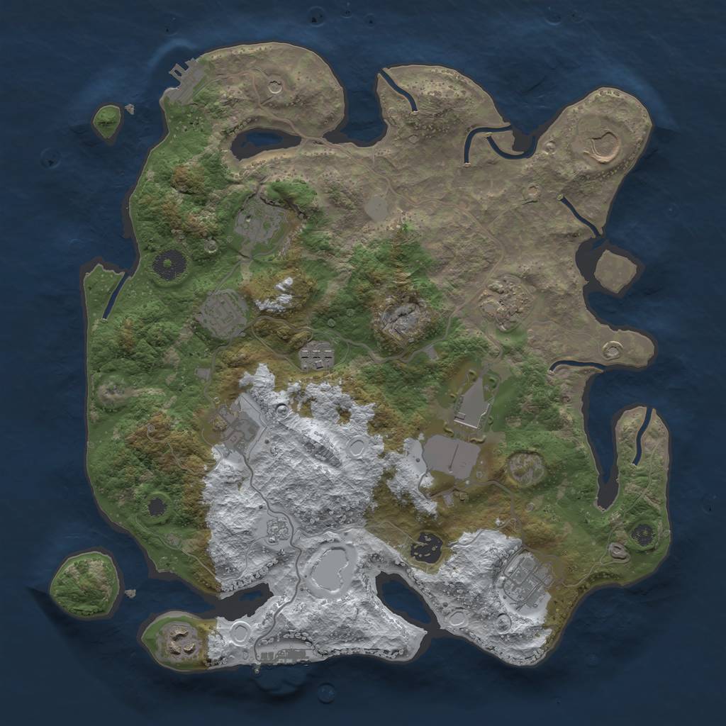 Rust Map: Procedural Map, Size: 3500, Seed: 701815491, 19 Monuments