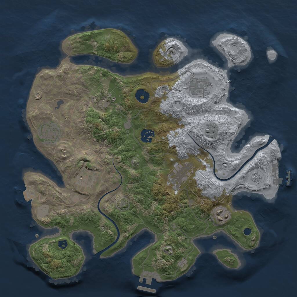 Rust Map: Procedural Map, Size: 3200, Seed: 79522, 13 Monuments