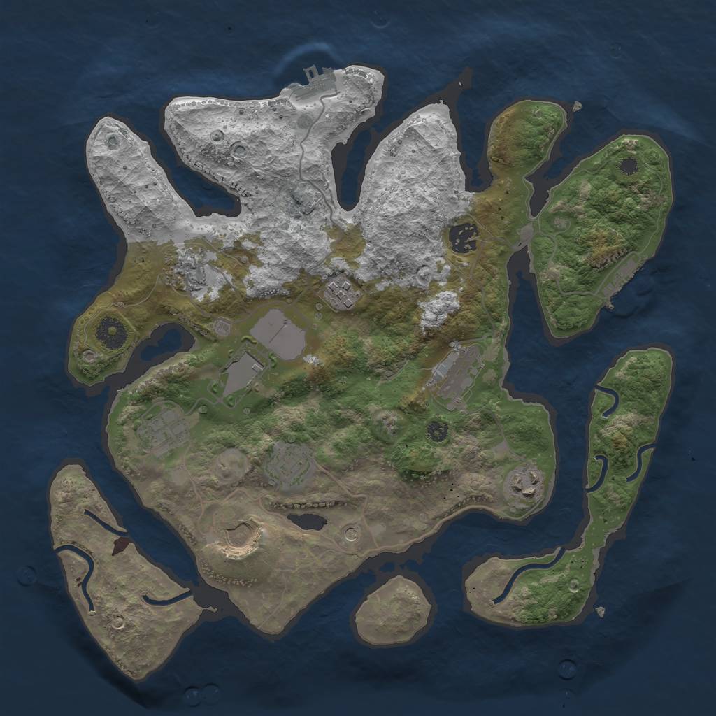 Rust Map: Procedural Map, Size: 3500, Seed: 1551407190, 14 Monuments