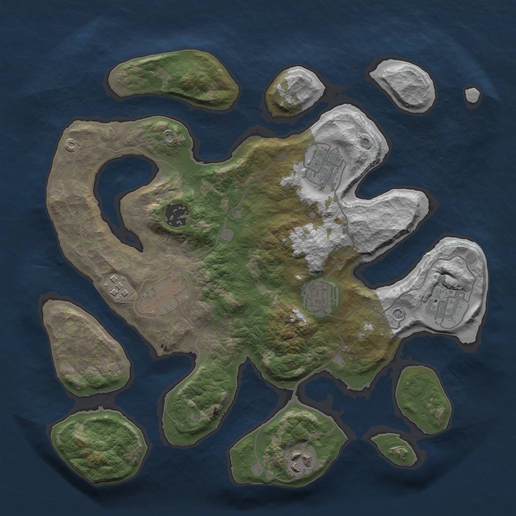 Rust Map: Barren, Size: 3200, Seed: 79522, 10 Monuments