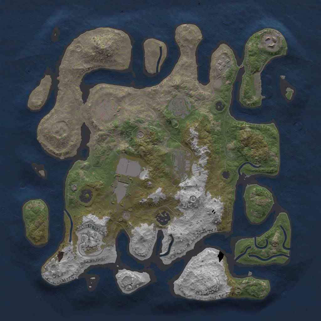 Rust Map: Procedural Map, Size: 3500, Seed: 673875667, 12 Monuments