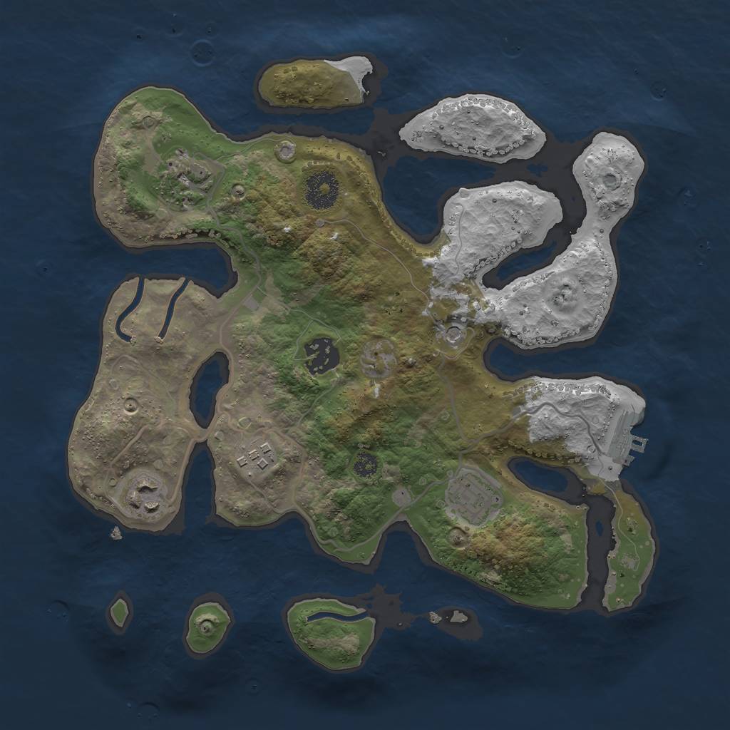 Rust Map: Procedural Map, Size: 3000, Seed: 1028969849, 9 Monuments