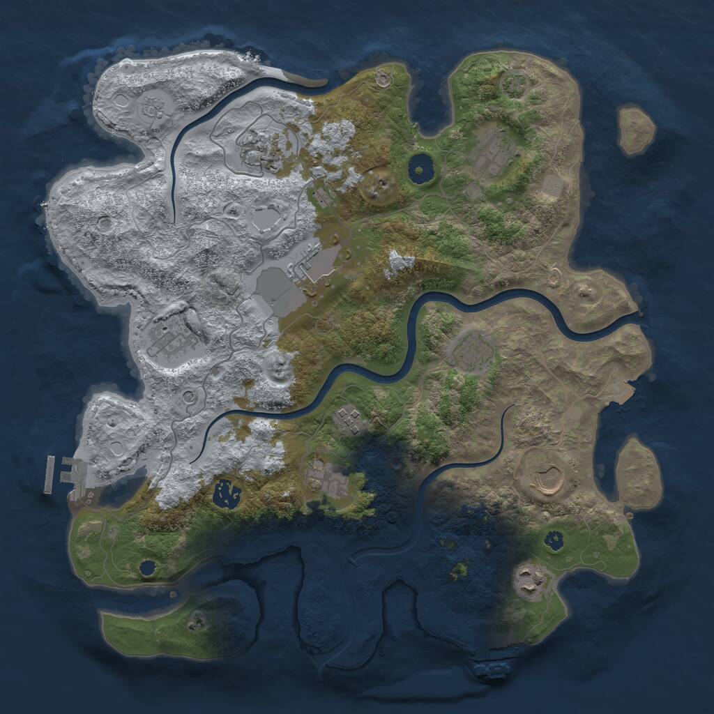 Rust Map: Procedural Map, Size: 3750, Seed: 143346298, 16 Monuments