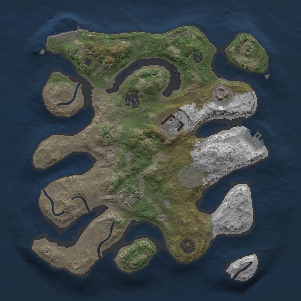 Rust Map: Procedural Map, Size: 3000, Seed: 447276738, 10 Monuments