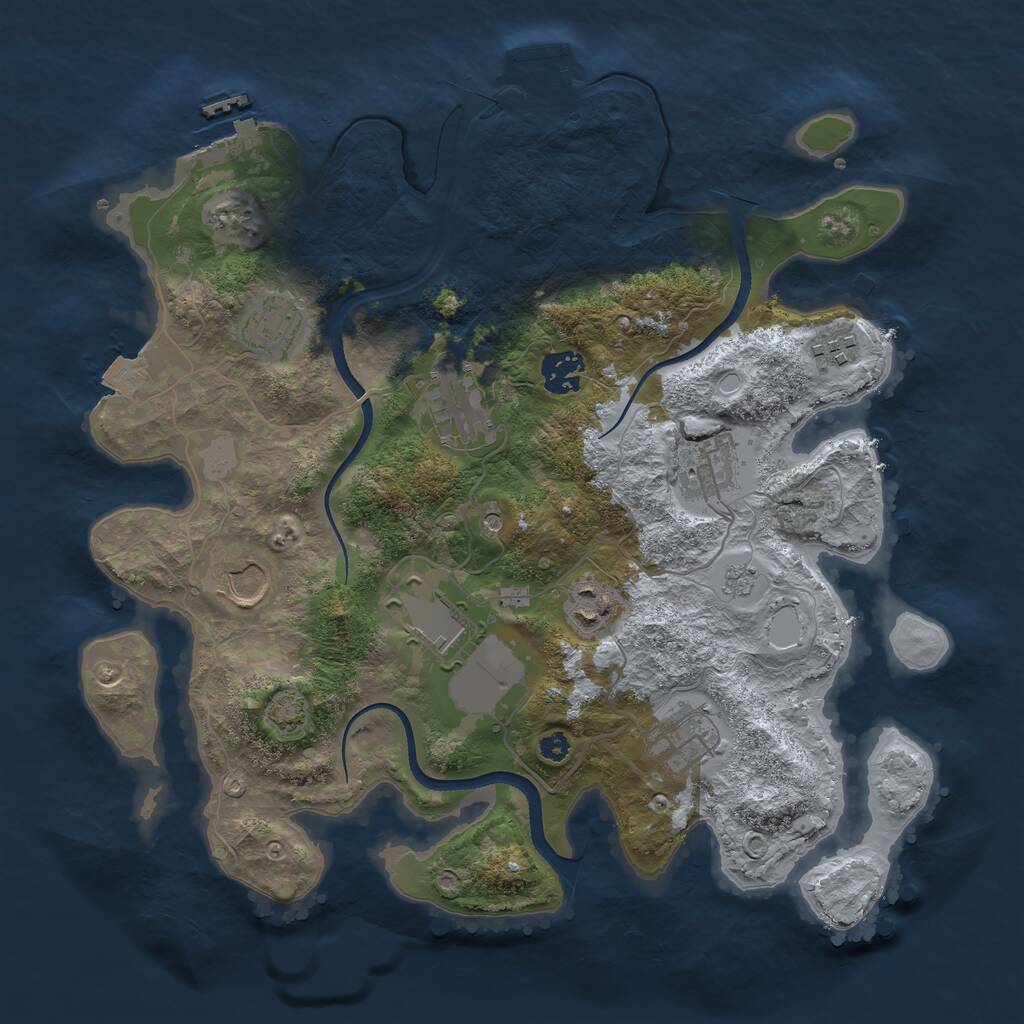 Rust Map: Procedural Map, Size: 3500, Seed: 364621793, 15 Monuments