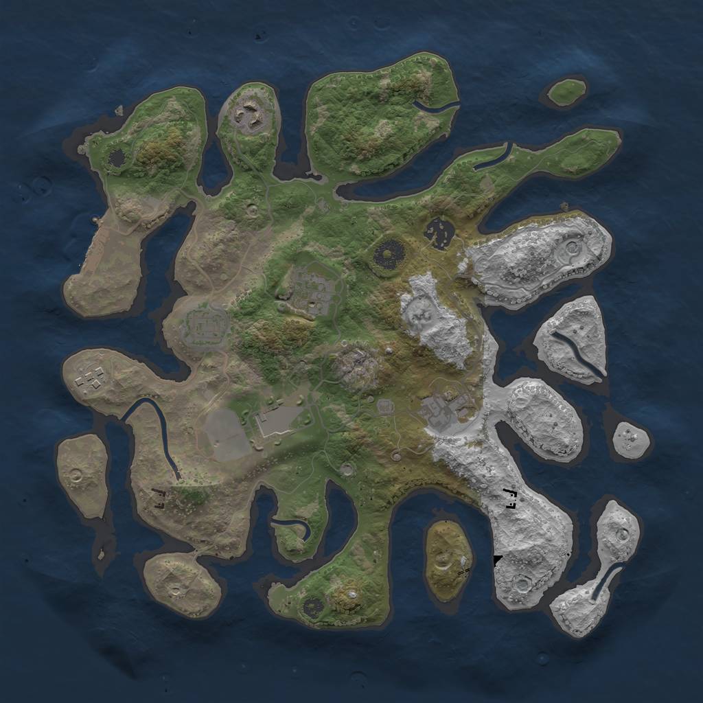 Rust Map: Procedural Map, Size: 3500, Seed: 364621793, 11 Monuments