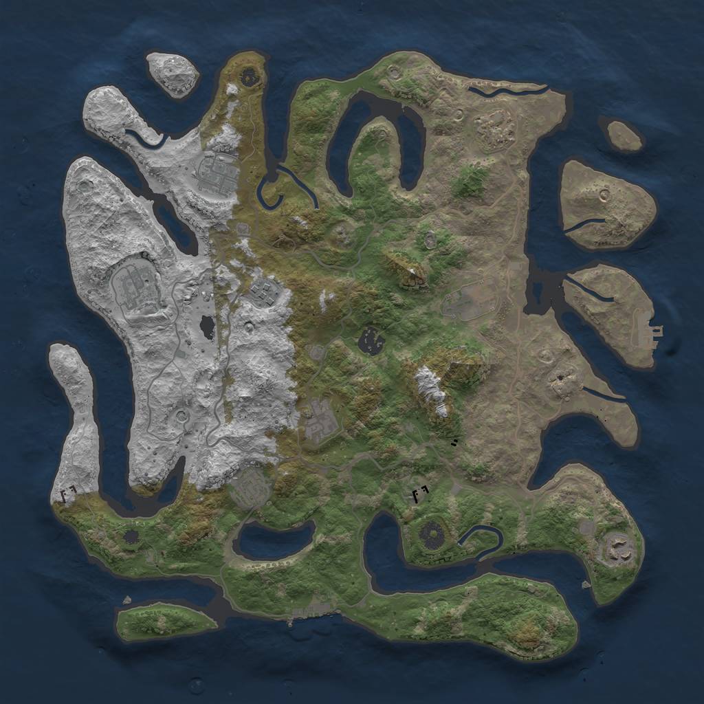 Rust Map: Procedural Map, Size: 4000, Seed: 1907917375, 14 Monuments