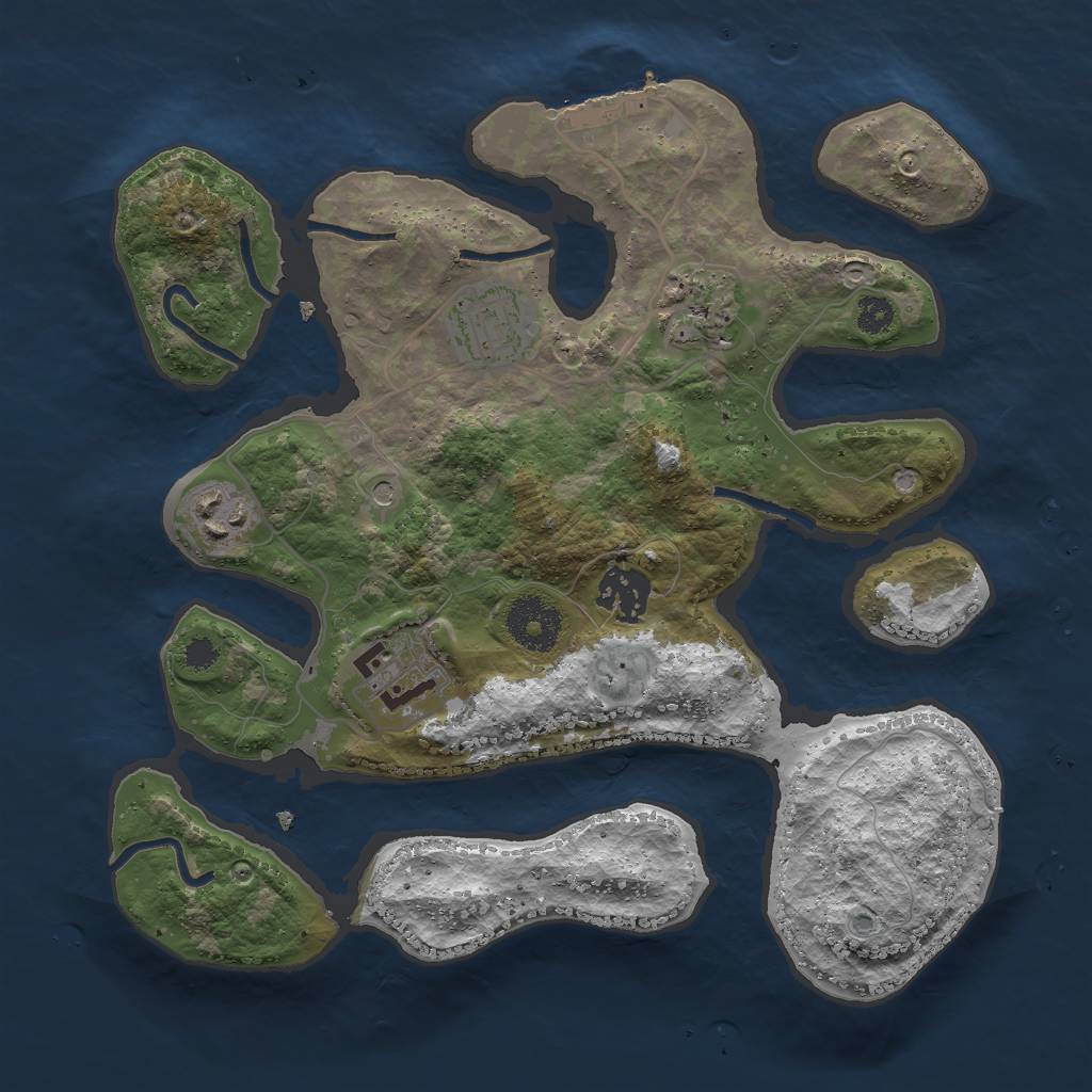 Rust Map: Procedural Map, Size: 3000, Seed: 32009, 9 Monuments