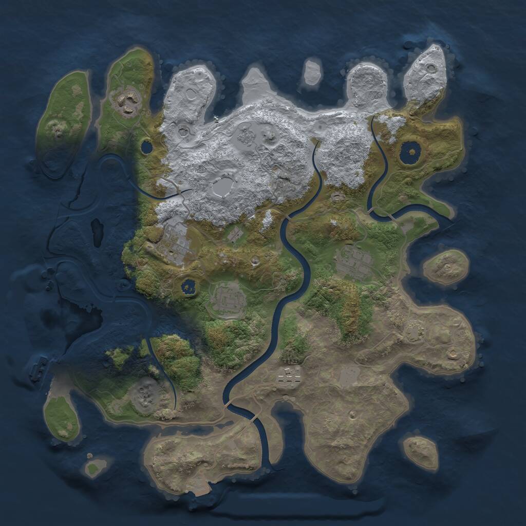 Rust Map: Procedural Map, Size: 3500, Seed: 1641804718, 10 Monuments