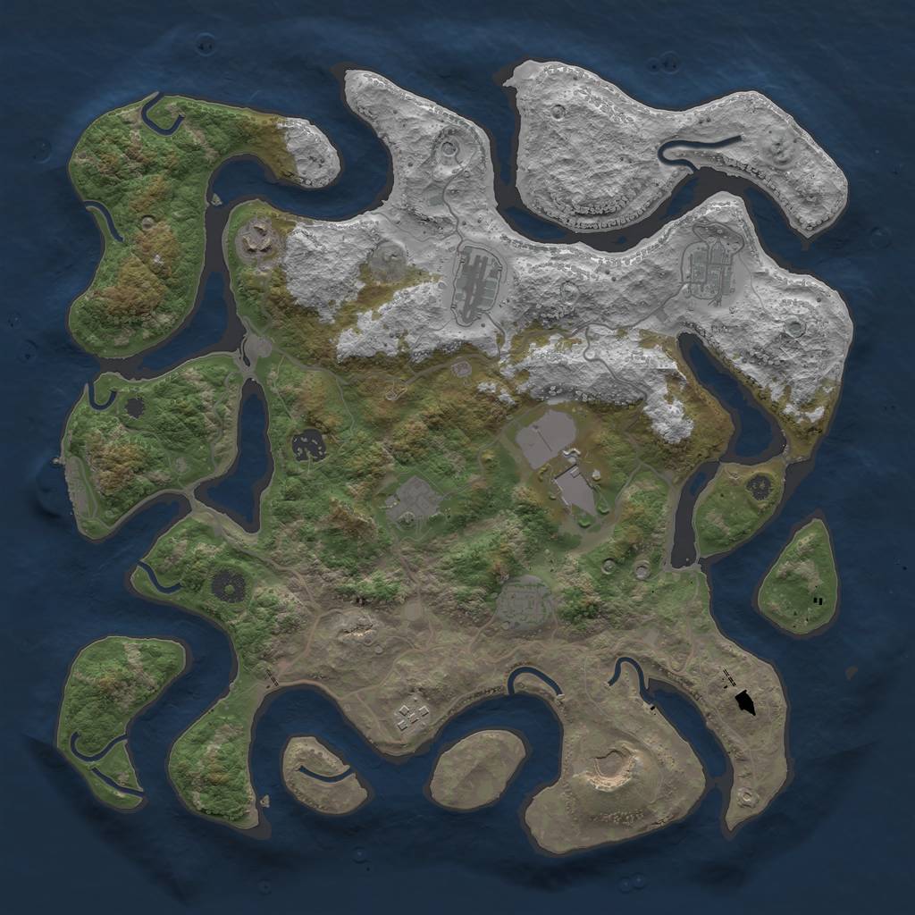 Rust Map: Procedural Map, Size: 4000, Seed: 6172021, 13 Monuments