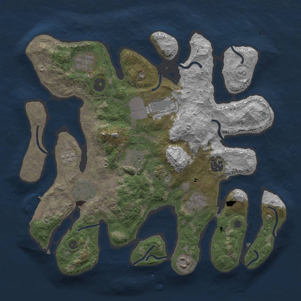 Rust Map: Procedural Map, Size: 3500, Seed: 19901989, 12 Monuments