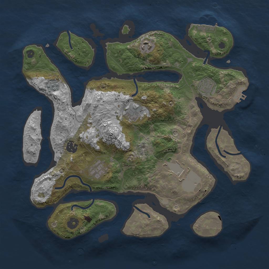 Rust Map: Procedural Map, Size: 3500, Seed: 1019509610, 12 Monuments