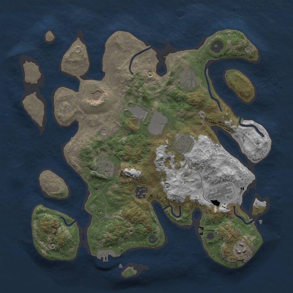 Rust Map: Procedural Map, Size: 3500, Seed: 2581, 12 Monuments