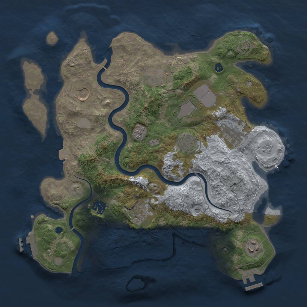 Rust Map: Procedural Map, Size: 3500, Seed: 2581, 15 Monuments