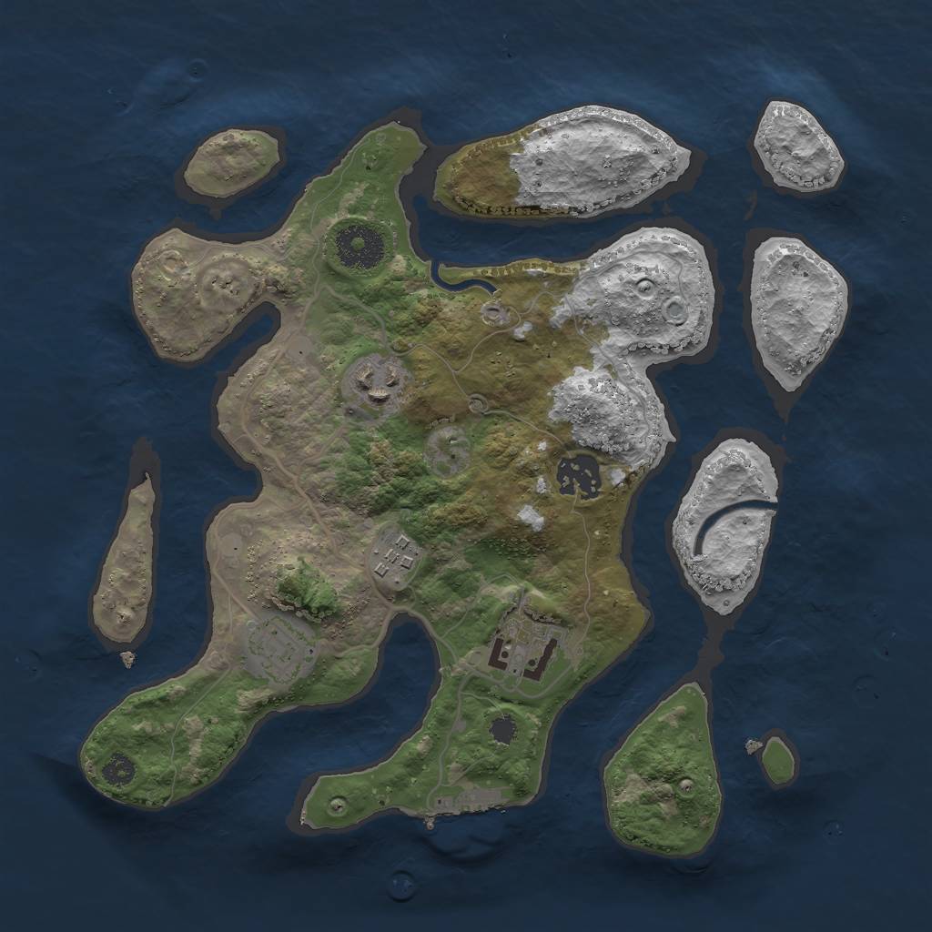 Rust Map: Procedural Map, Size: 3000, Seed: 52129086, 8 Monuments