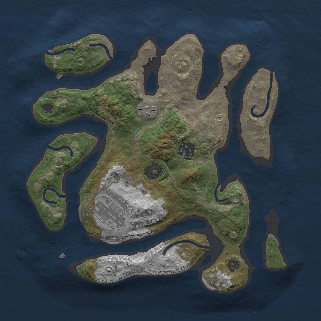 Rust Map: Procedural Map, Size: 2750, Seed: 384675873, 5 Monuments