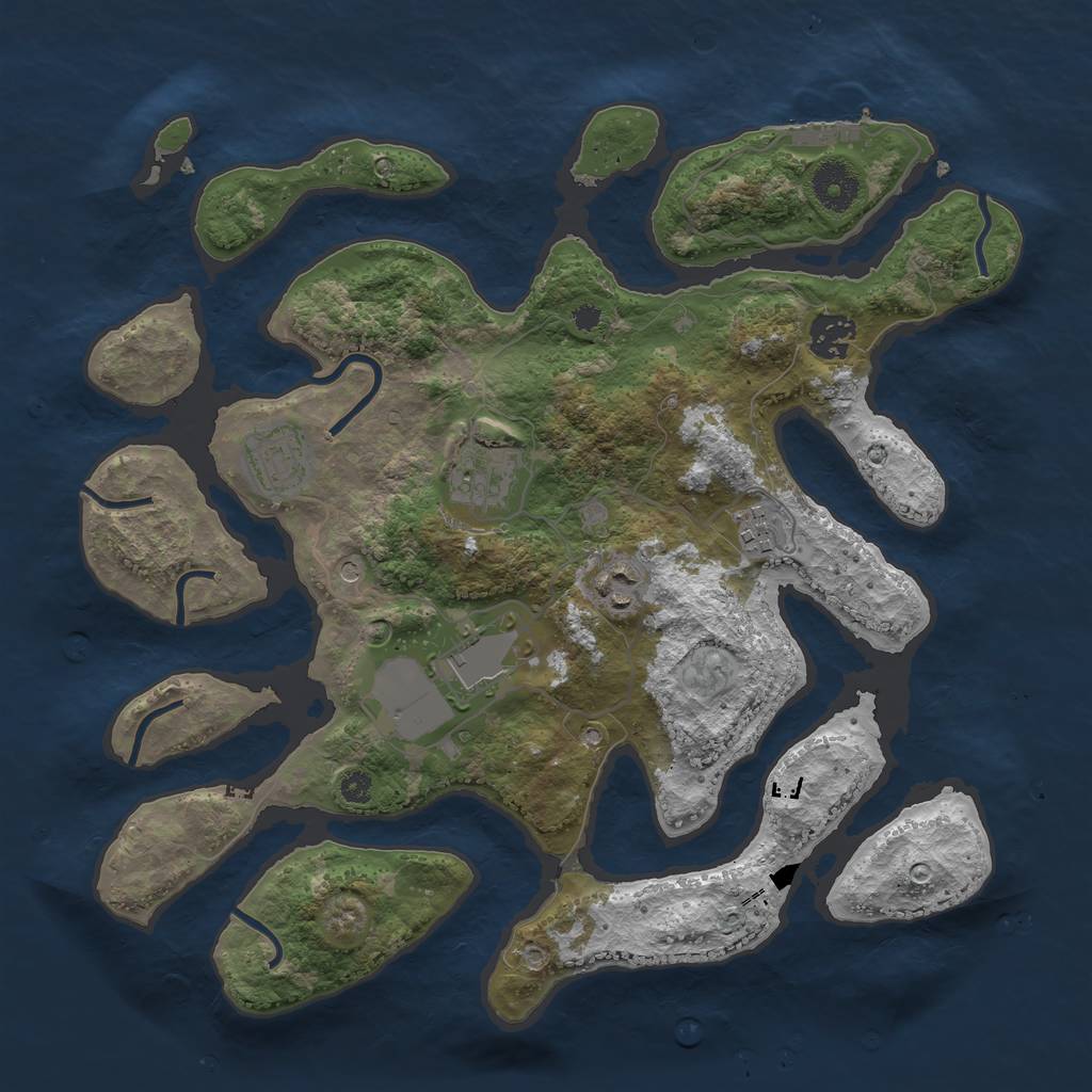 Rust Map: Procedural Map, Size: 3500, Seed: 443857160, 10 Monuments