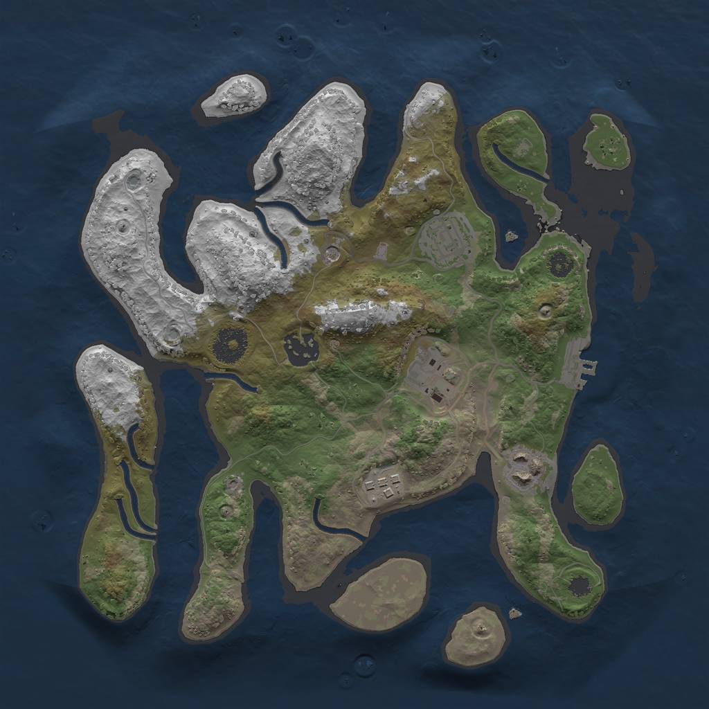 Rust Map: Procedural Map, Size: 3000, Seed: 1354519693, 9 Monuments