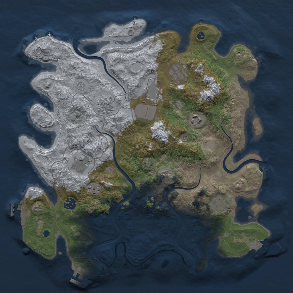 Rust Map: Procedural Map, Size: 3700, Seed: 701836093, 14 Monuments
