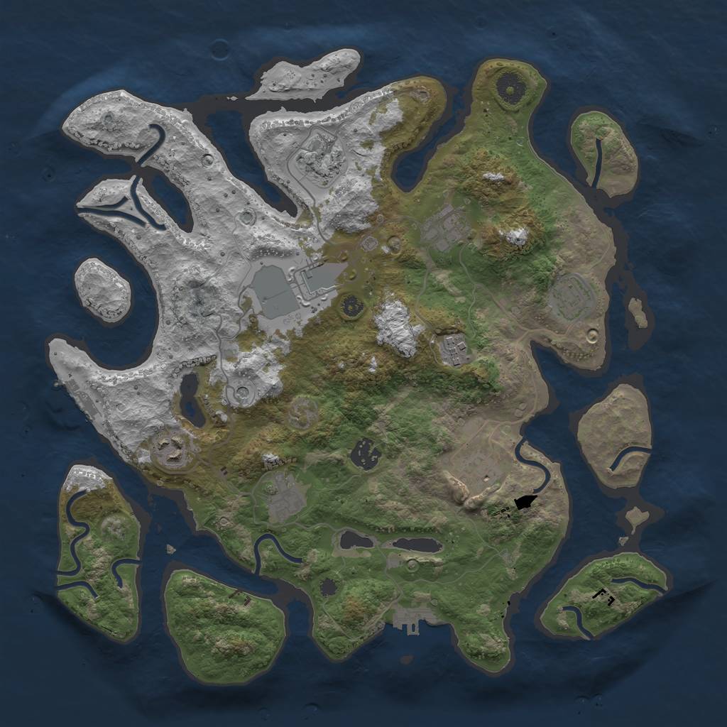 Rust Map: Procedural Map, Size: 3700, Seed: 701836093, 14 Monuments