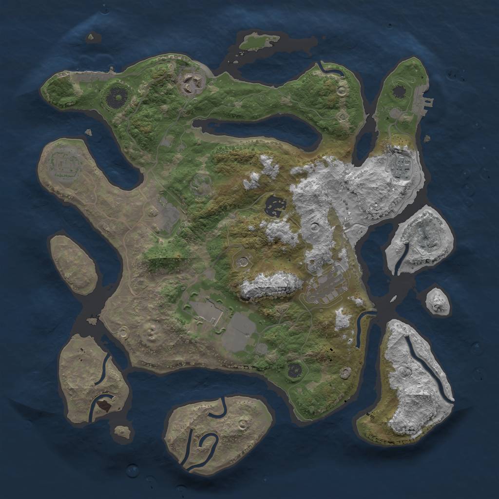 Rust Map: Procedural Map, Size: 3500, Seed: 1479276080, 12 Monuments