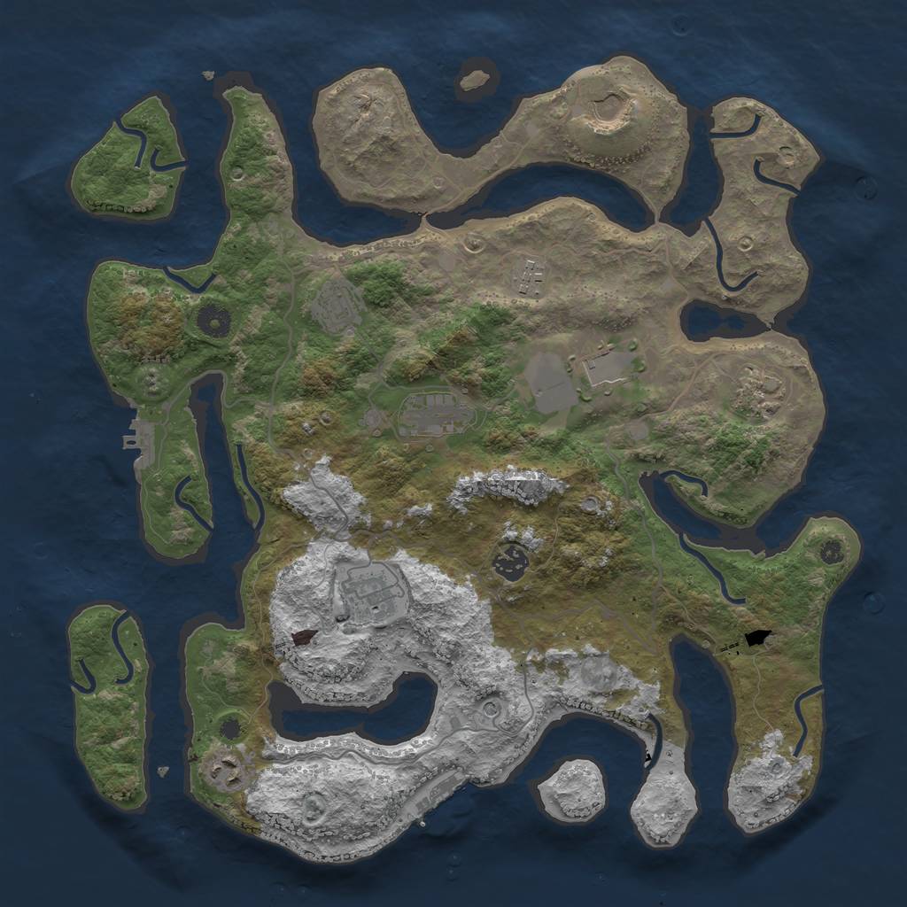 Rust Map: Procedural Map, Size: 4000, Seed: 845585759, 14 Monuments