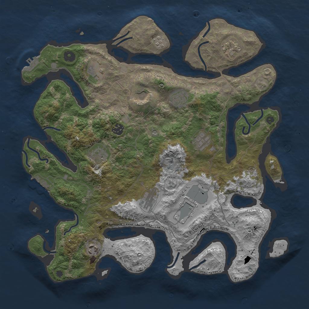 Rust Map: Procedural Map, Size: 4050, Seed: 2008827188, 16 Monuments