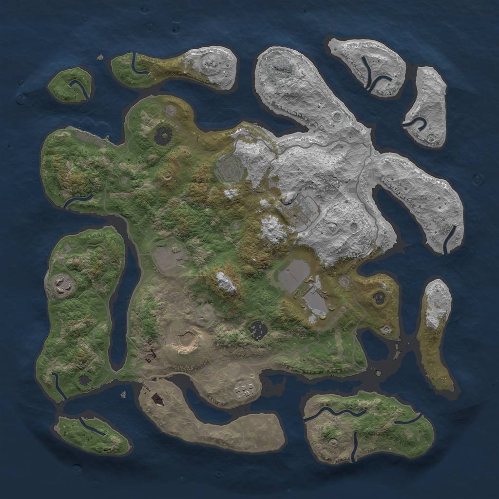 Rust Map: Procedural Map, Size: 4000, Seed: 2421778, 12 Monuments