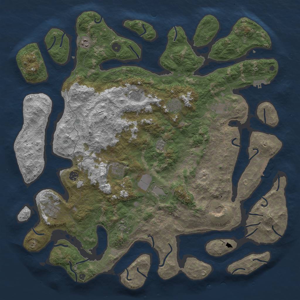 Rust Map: Procedural Map, Size: 5000, Seed: 654321, 16 Monuments