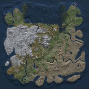 Thumbnail Rust Map: Procedural Map, Size: 5000, Seed: 654321, 17 Monuments