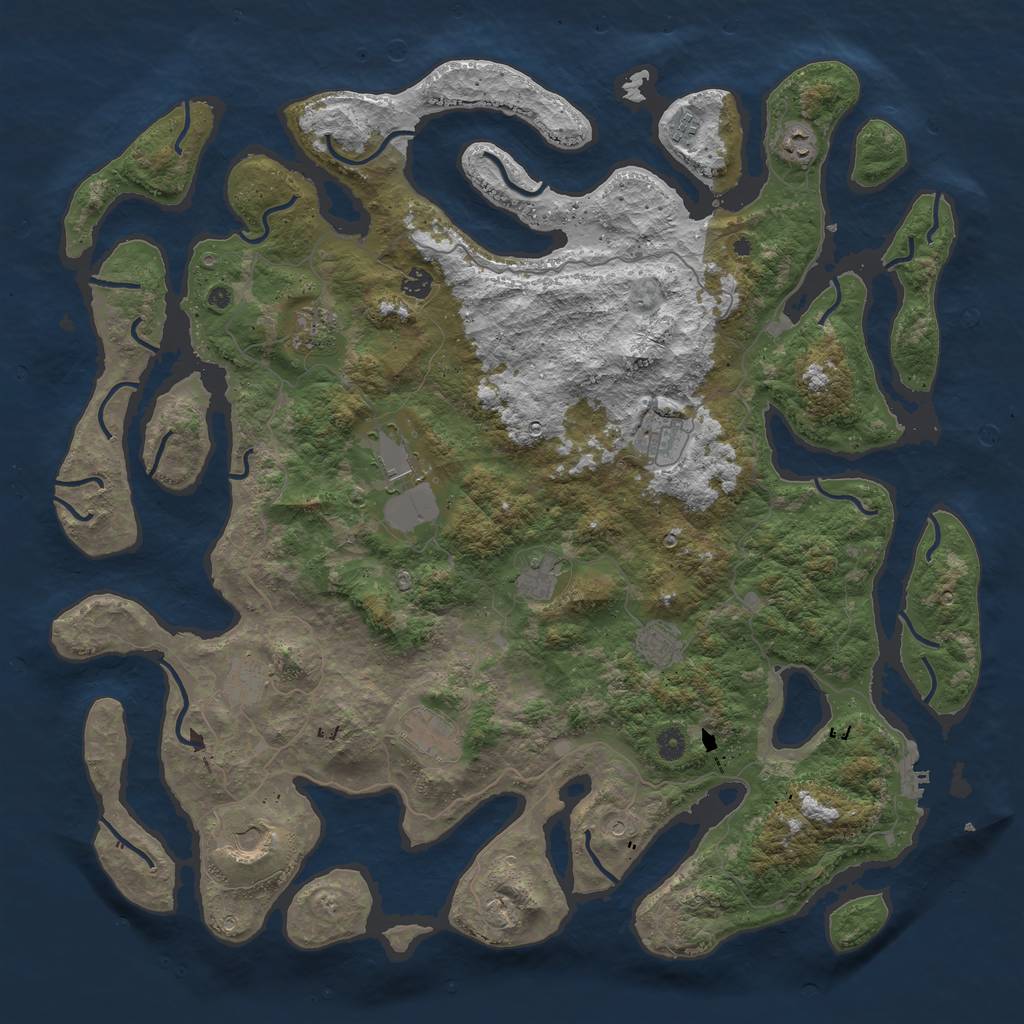 Rust Map: Procedural Map, Size: 5000, Seed: 18405, 15 Monuments