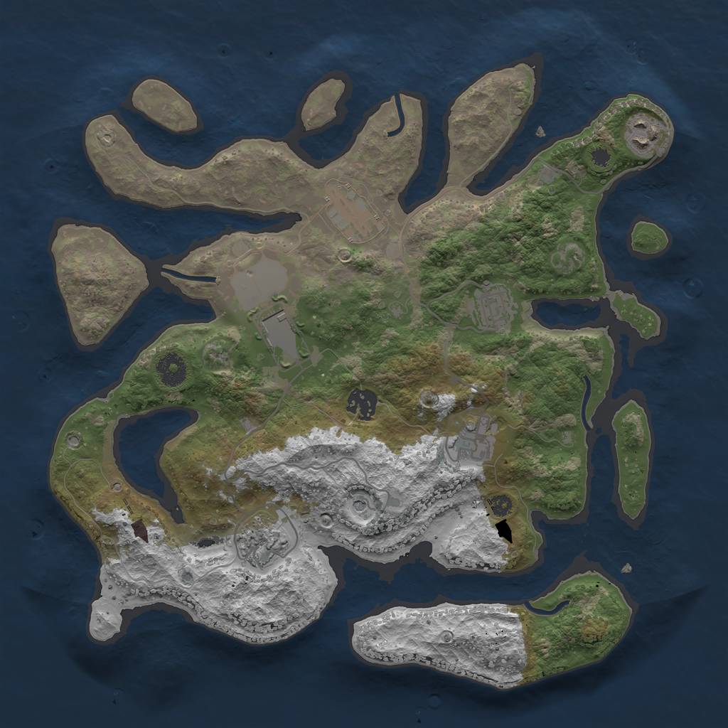 Rust Map: Procedural Map, Size: 3500, Seed: 332169635, 10 Monuments