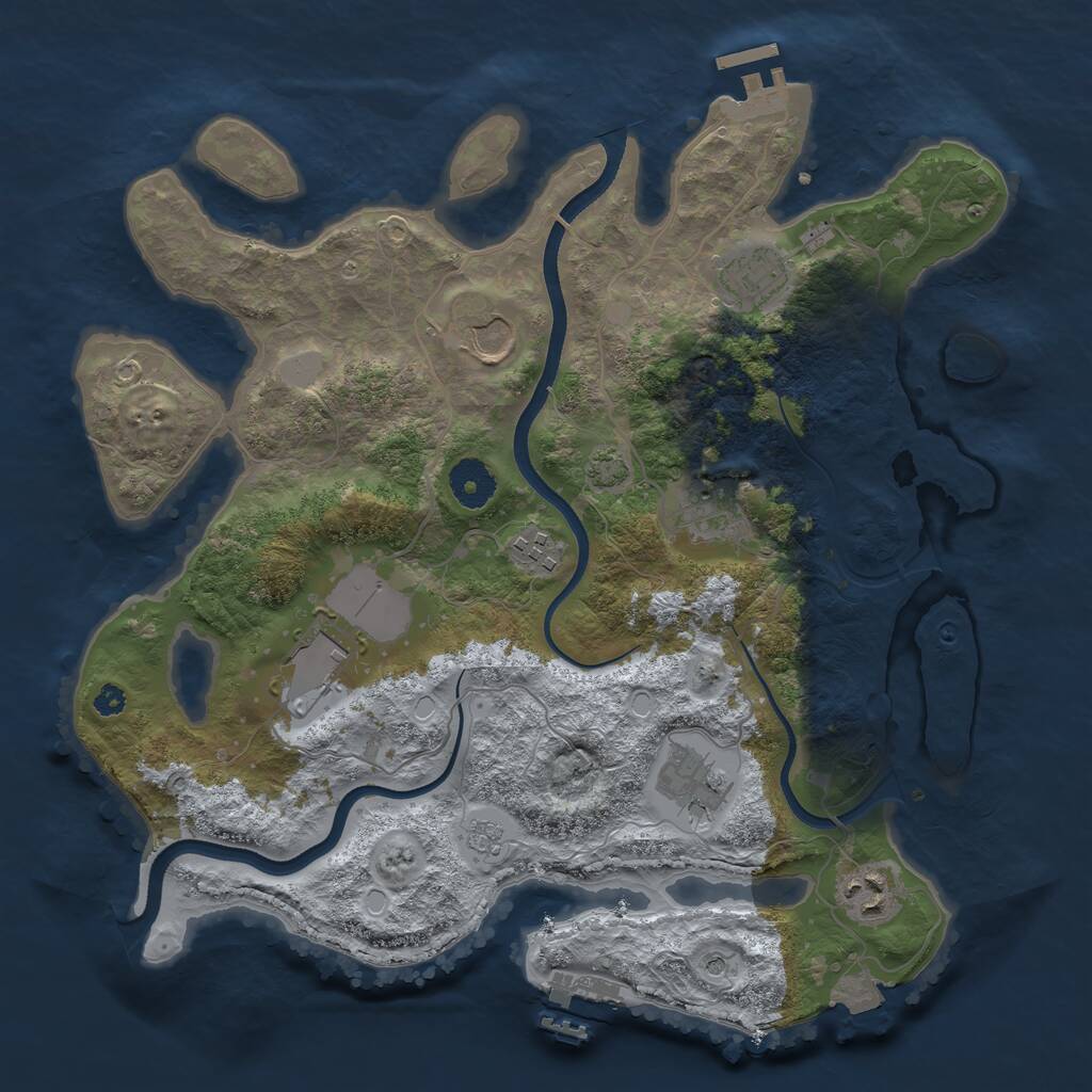 Rust Map: Procedural Map, Size: 3500, Seed: 332169635, 13 Monuments