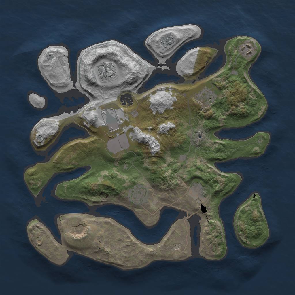 Rust Map: Barren, Size: 3500, Seed: 341173829, 12 Monuments