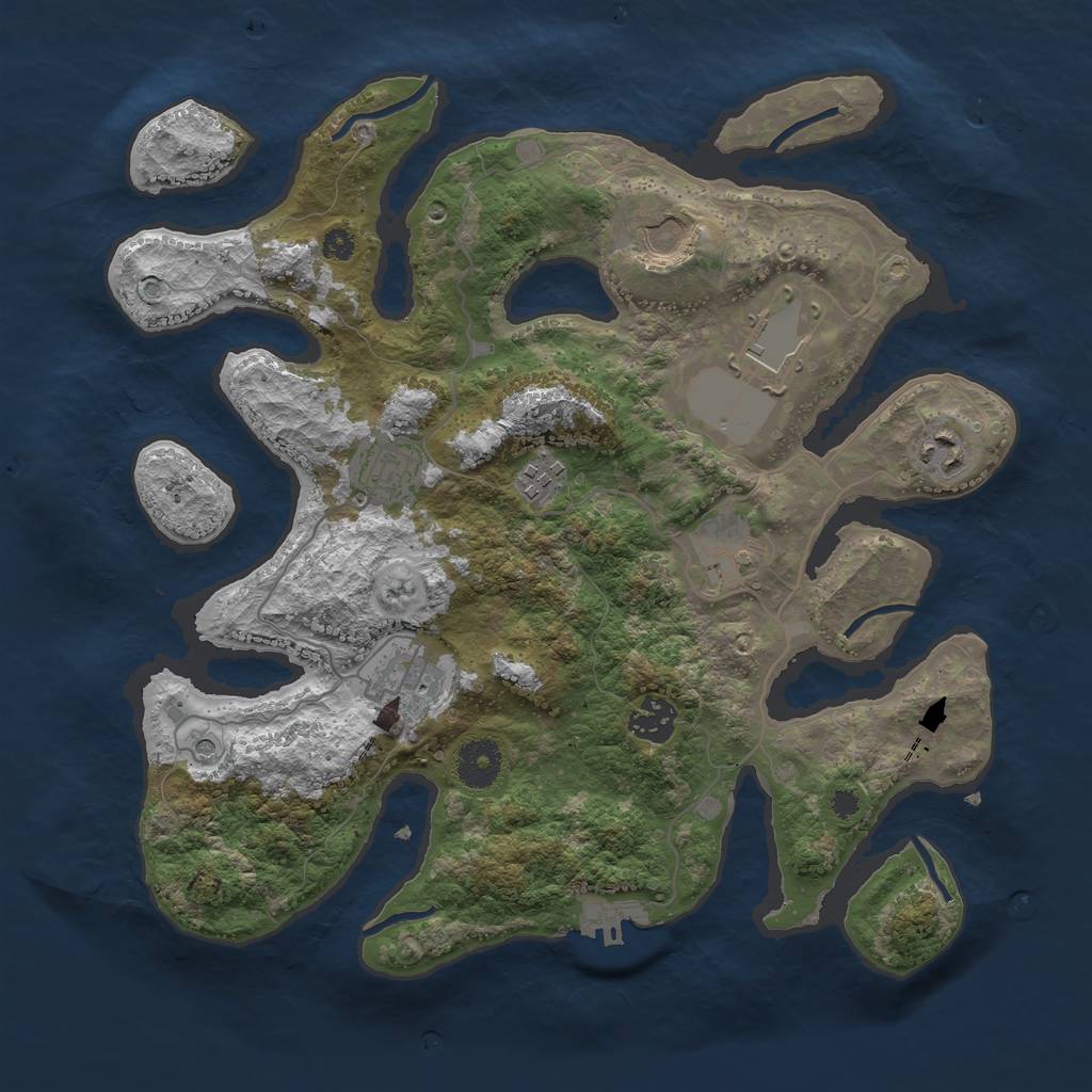 Rust Map: Procedural Map, Size: 3500, Seed: 1894629169, 12 Monuments