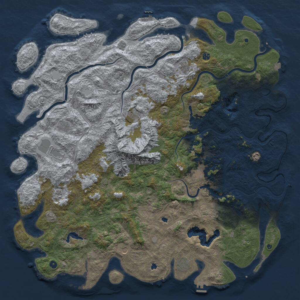Rust Map: Procedural Map, Size: 6000, Seed: 23412, 17 Monuments