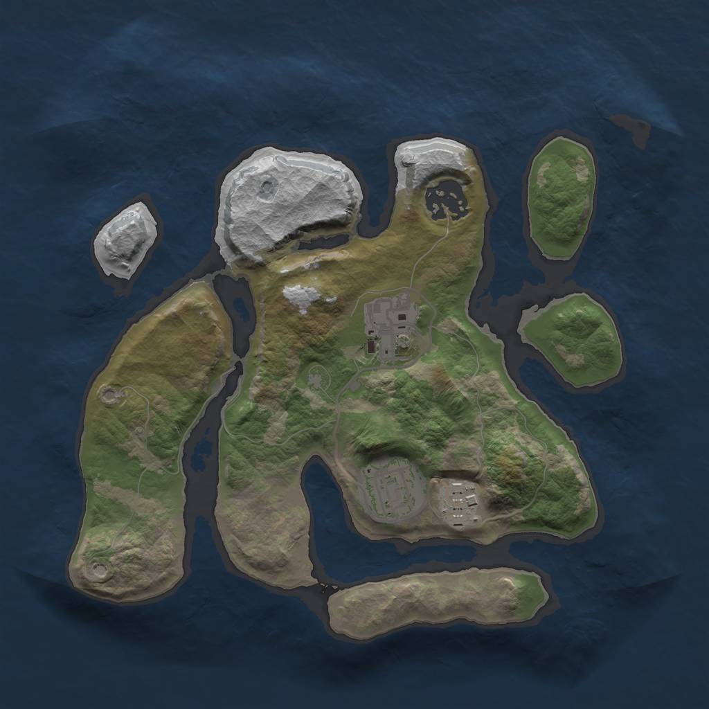 Rust Map: Barren, Size: 2500, Seed: 57219, 6 Monuments