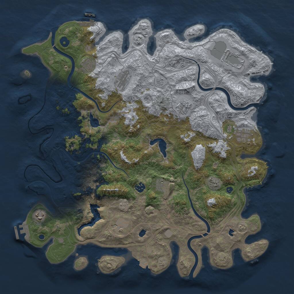 Rust Map: Procedural Map, Size: 4500, Seed: 875, 16 Monuments