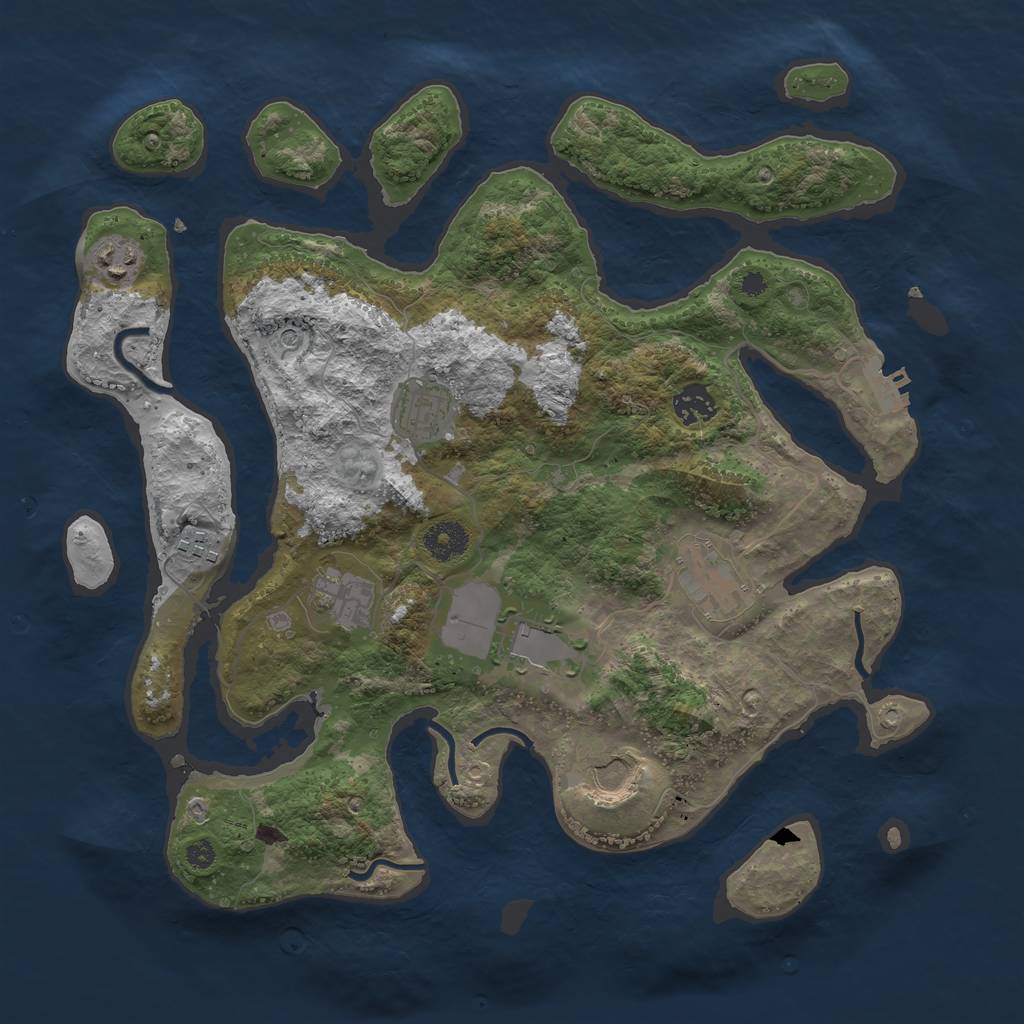 Rust Map: Procedural Map, Size: 3700, Seed: 45227937, 12 Monuments