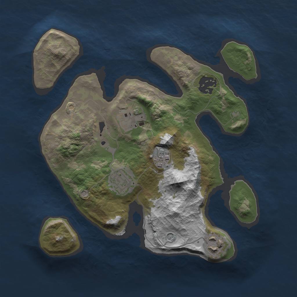 Rust Map: Barren, Size: 2500, Seed: 56, 8 Monuments