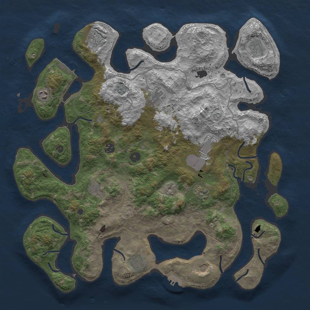 Rust Map: Procedural Map, Size: 4500, Seed: 222601656, 16 Monuments