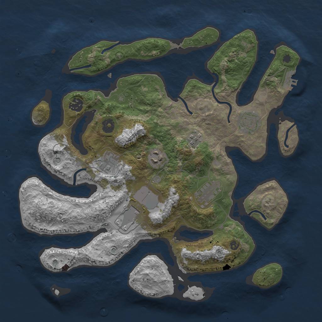 Rust Map: Procedural Map, Size: 3500, Seed: 68912587, 11 Monuments