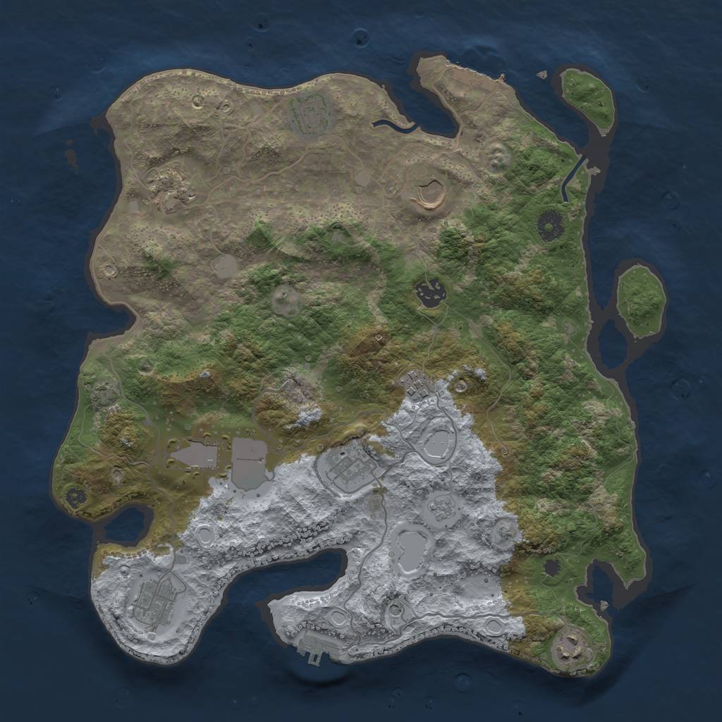 Rust Map: Procedural Map, Size: 3700, Seed: 412637108, 17 Monuments