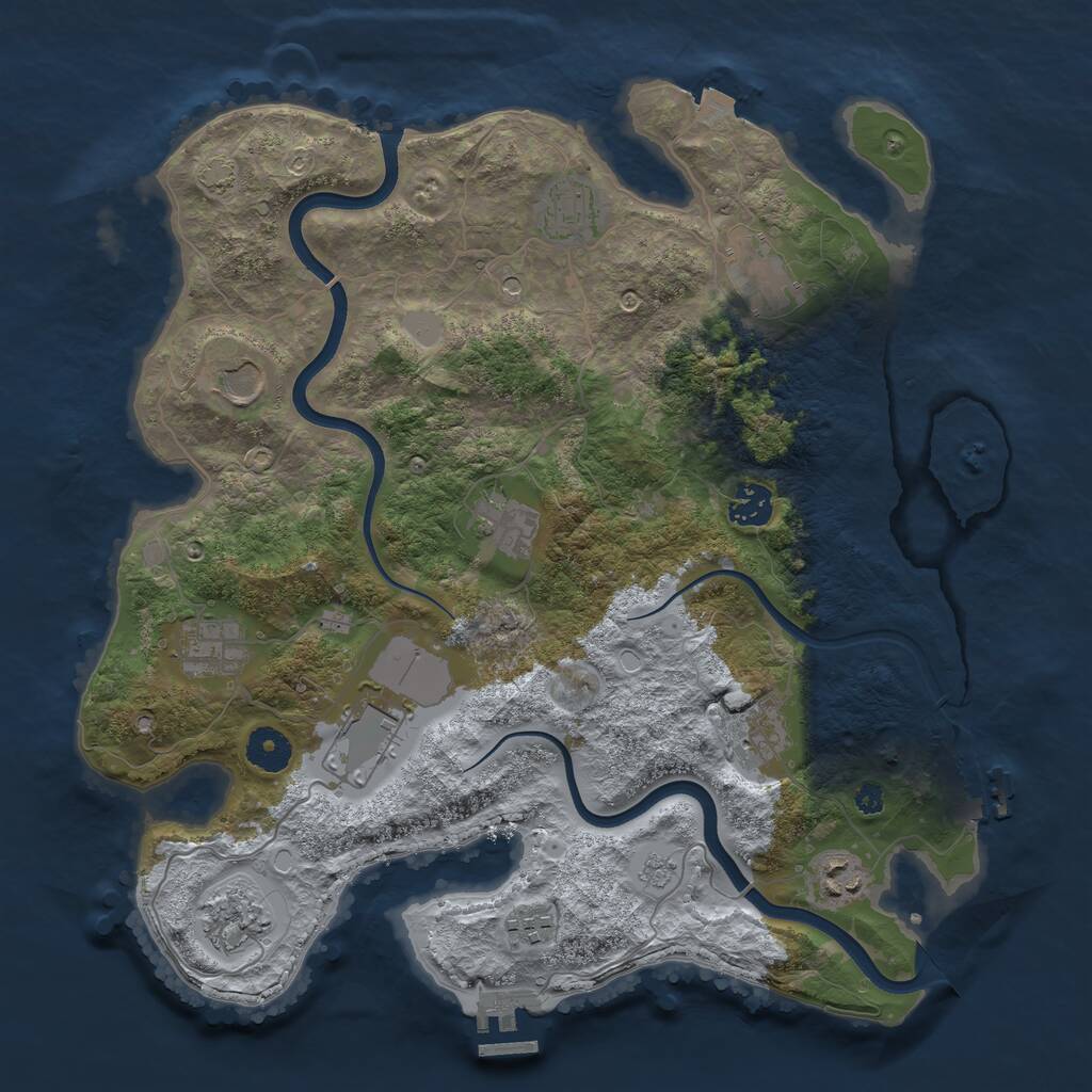 Rust Map: Procedural Map, Size: 3700, Seed: 412637108, 17 Monuments
