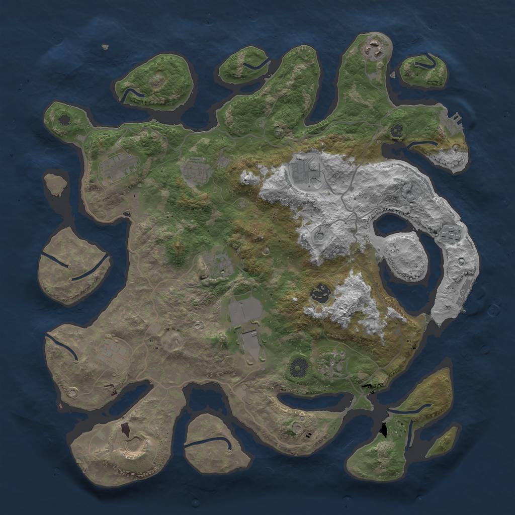 Rust Map: Procedural Map, Size: 4050, Seed: 461111360, 16 Monuments