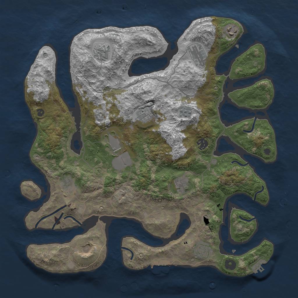 Rust Map: Procedural Map, Size: 4000, Seed: 208599547, 16 Monuments