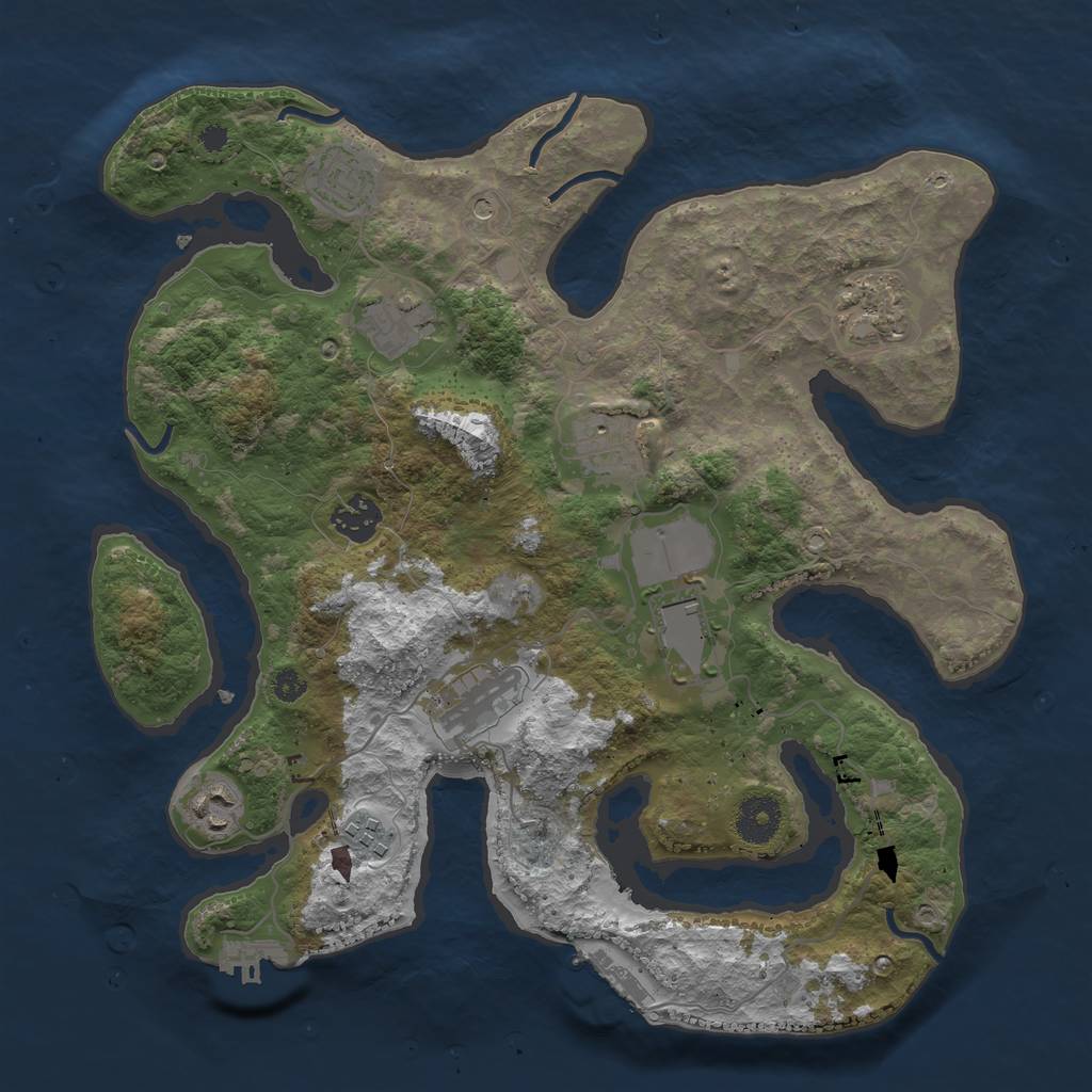 Rust Map: Procedural Map, Size: 3500, Seed: 1727569921, 14 Monuments